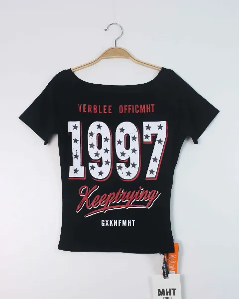 Áo phông nữ cổ tròn croptop TT 2017 trắng H12.2026.2